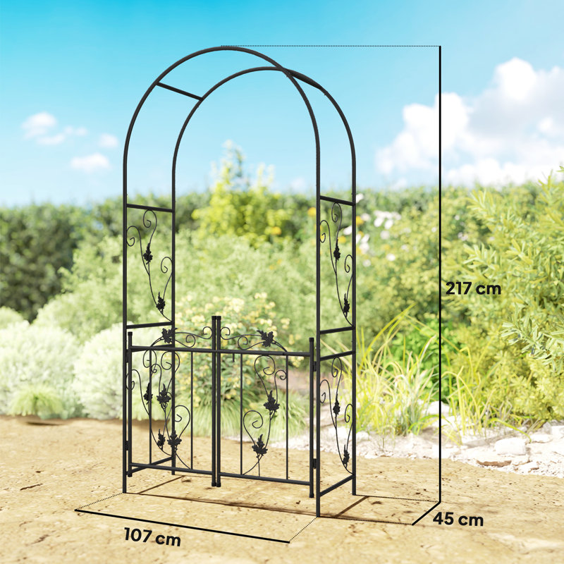 107cm W x 45cm D Steel Arbour Gate in Black