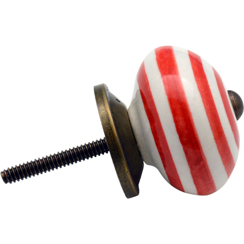 Nicola Spring - Round Ceramic Cabinet Knobs,  Light Red