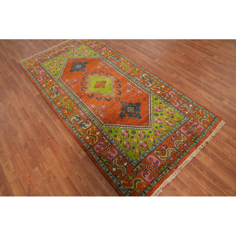 Geometric Traditional Orange Rug 4x8