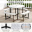 Ensemble de banc de table rond avec 4 bancs et parasol-523281857
