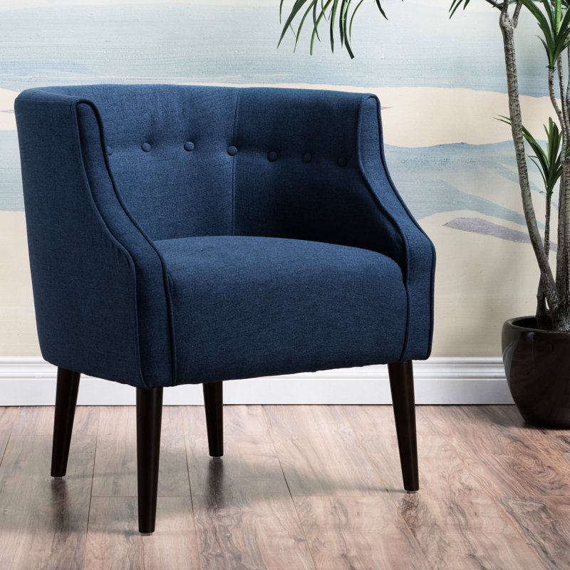 Fauteuil de bain confortable en tissu de bouleau bleu marine confortable et capitonné