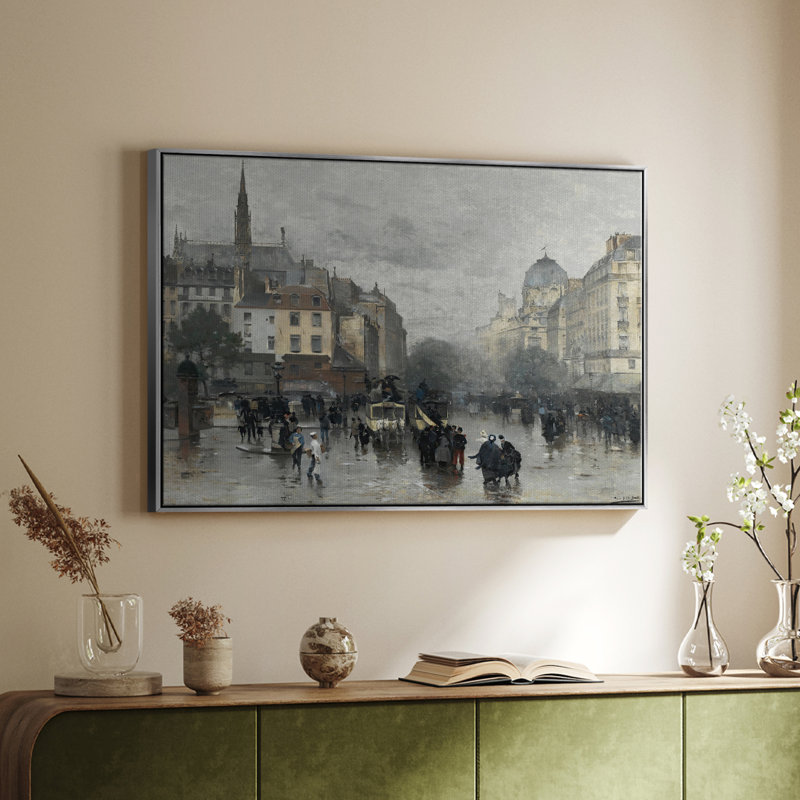 Paysage rétro -DI, H 25 po x l 37 po x P 2 po, Gold Framed Canvas