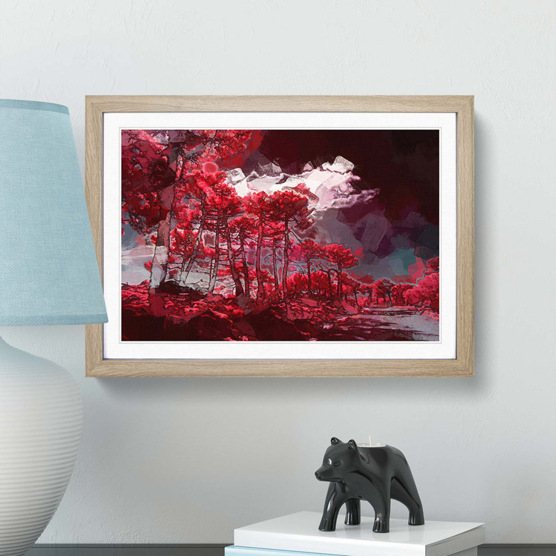 Plum Forest in Abstract - Picture Frame Graphic Art Print, Oak, 40cm H x 60cm W x 2cm D