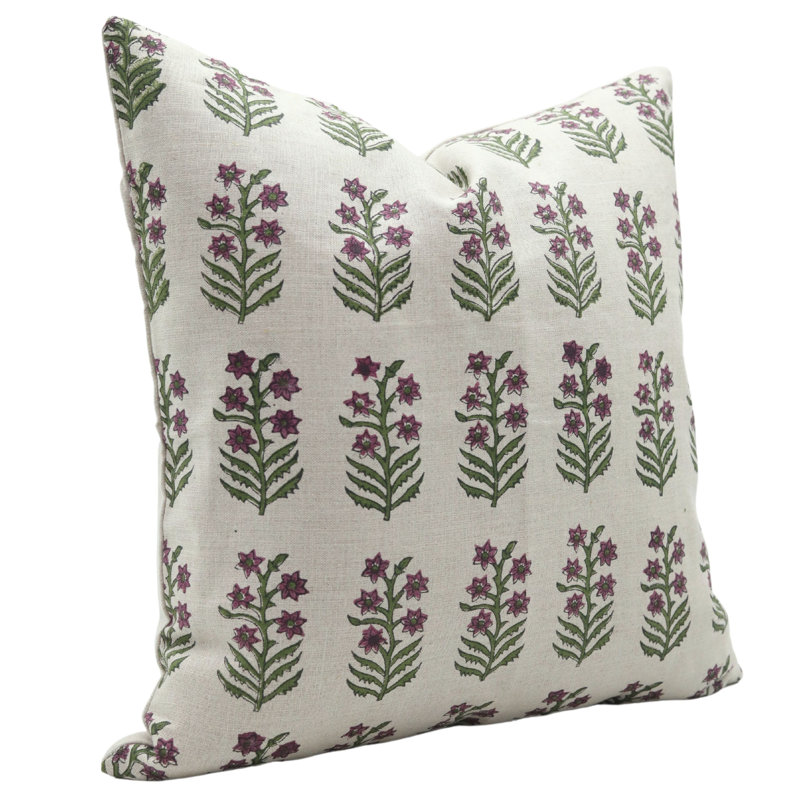 Linen Pillow Cover, 14" H x 20" W, Rectangle, Pink Floral