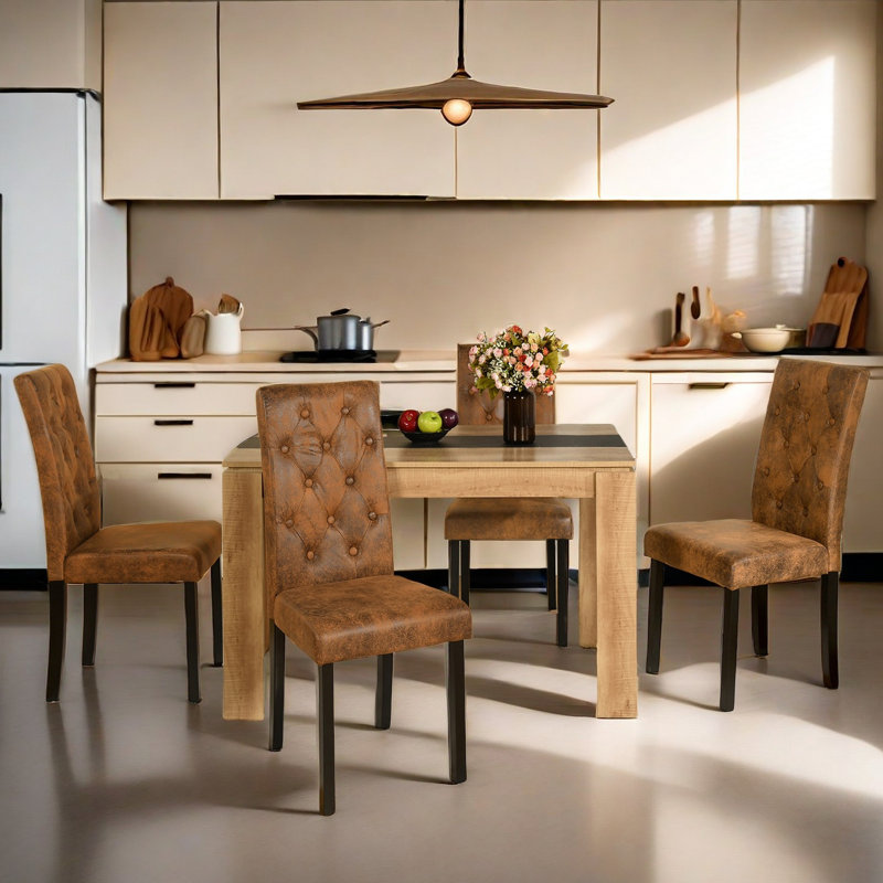 Adama 47cm H Tufted Upholstered Upholstered Back Parsons Chair in Brown