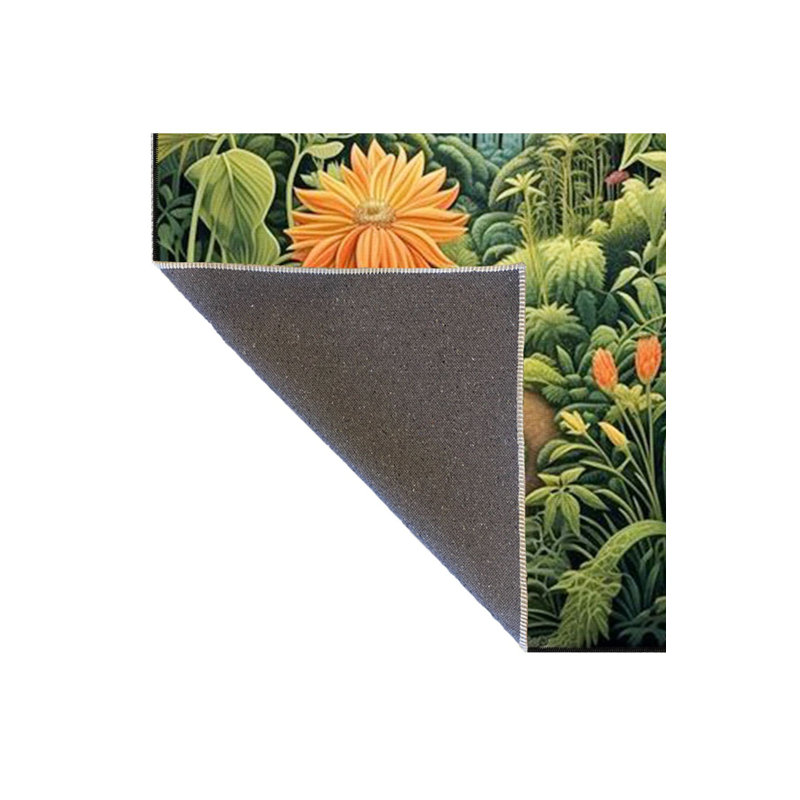 Green Nature Forest Botanical Animal Patterned Decorative Washable Rug, Rectangle 2'6" x 4'11" Rug Pad Included