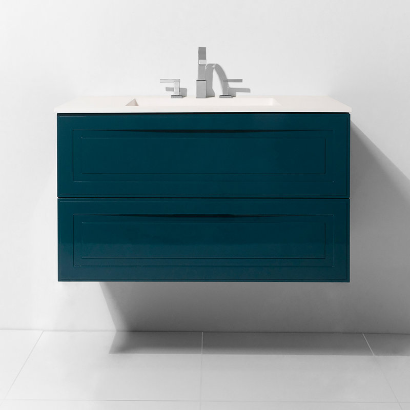 Ensemble de meuble-lavabo simple 30 po avec comptoir à surface solide Cavinder, Turquoise