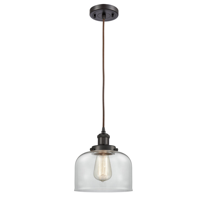Mini luminaire suspendu à cordon 8 lumières Ballston Urban Bell, Clair, Bronze frotté à l'huile, Ampoule non incluse