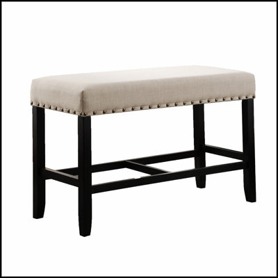 Biony Fabric Counter Height Dining Bench with Nailhead Trim