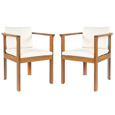 Ensemble de 2 chaises de salle à manger d'extérieur avec accoudoirs incurvés en bois d'acacia