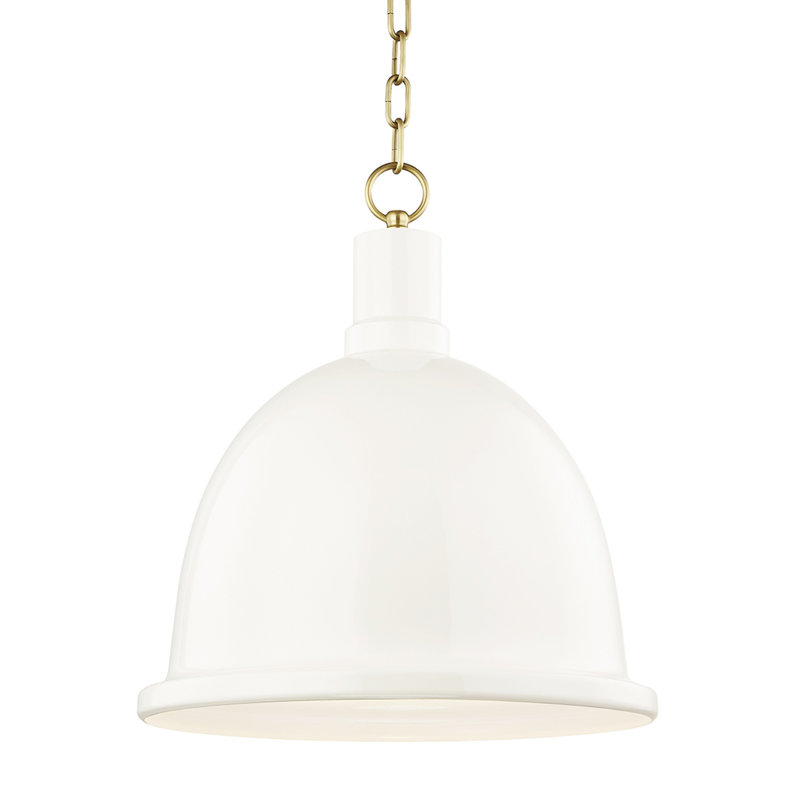 Blair 1 - Light Single Pendant, Cream, Aged Brass, 21.25" H x 16" W x 16" D