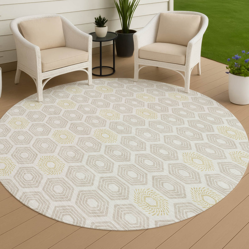 Tapis intérieur / extérieur lavable à la machine Chantille ACN2559, Ivoire ivoire, 8 pi x 8 pi