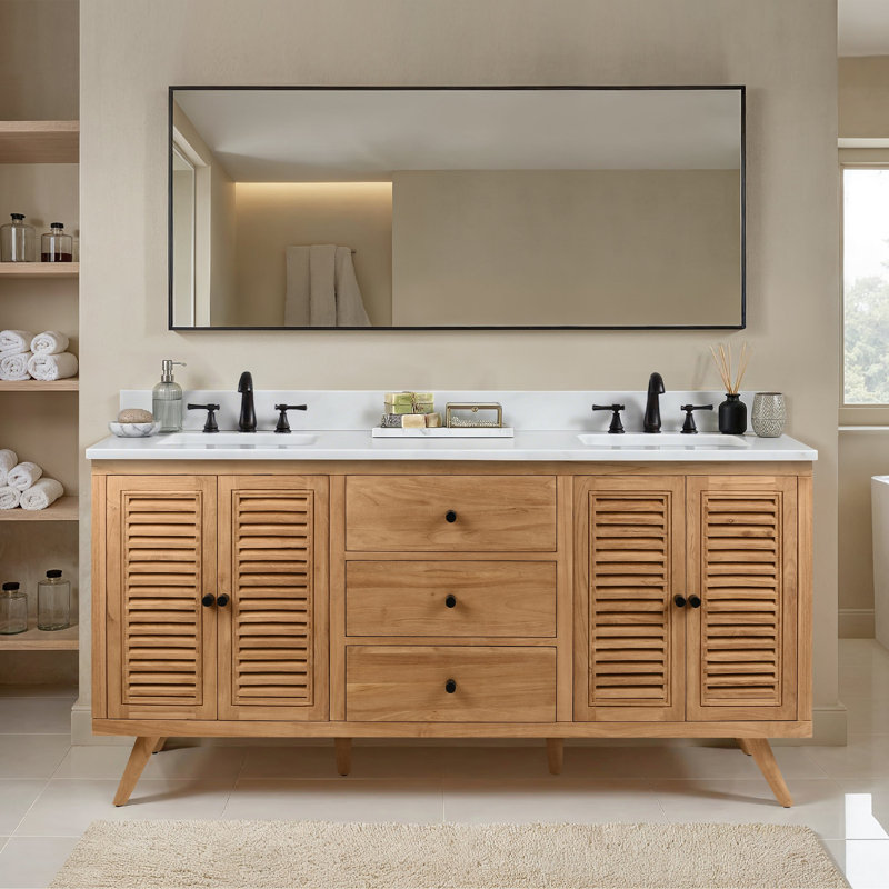 Harper 73" Double Bathroom Vanity, 73, Carrara White Marble