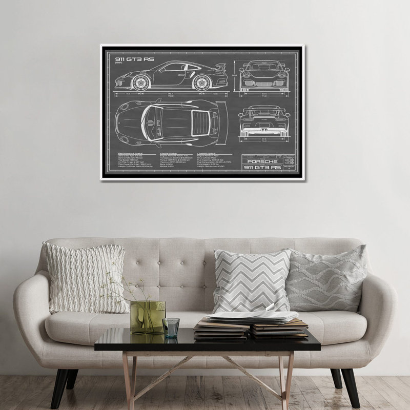 A-10 Thunderbolt II-imprimé de dessin, Pas de tapis, H 32 po x l 48 po x 1,5 po, Toile blanche encadrée