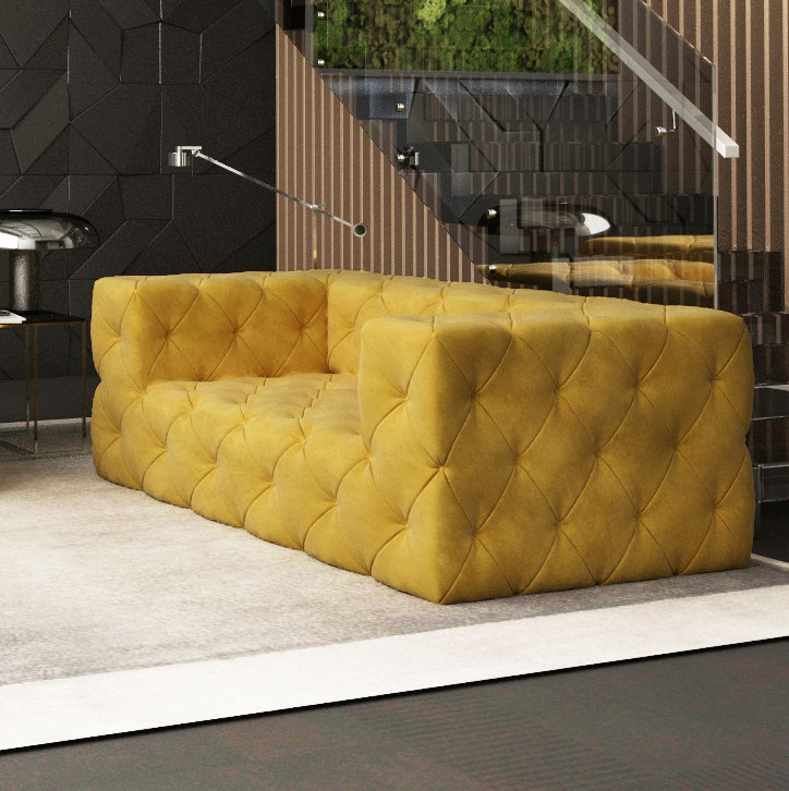 Jannie 2 Seater Velvet Sofa, Gold