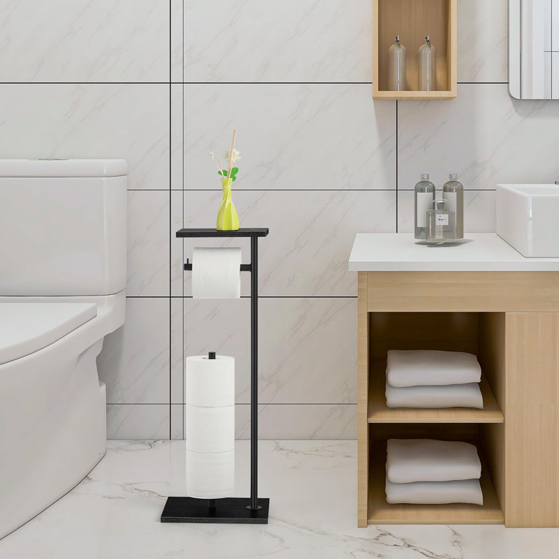 Free Standing Toilet Paper Holder, Black