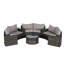 Ensemble de canapé d'extérieur modulaire demi-lune 11 pièces avec table basse ronde en verre trempé-130593240-130593241