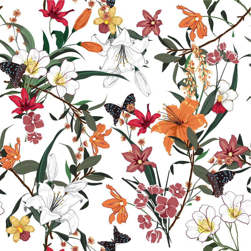 Floral Tile, 2.08' W x 18.75' L