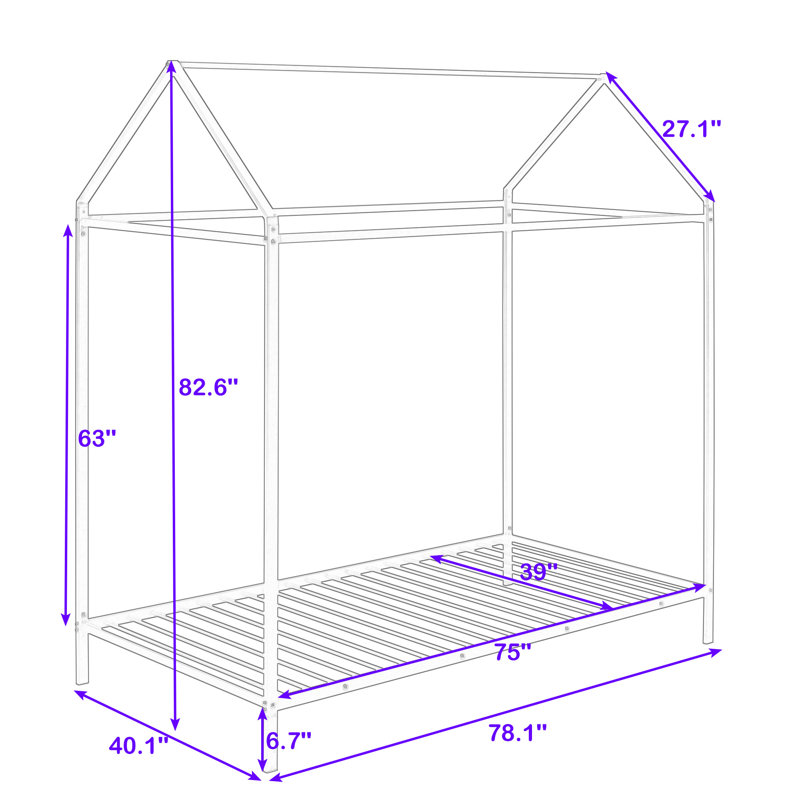 Structure de lit plateforme Ahleigha, Noir