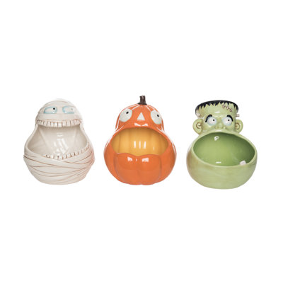  Ceramic Big Mouth Candy Bowl Set of 3 Halloween Home Decorations
