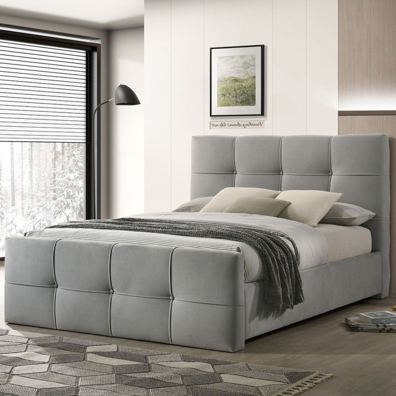 Queen Bed, Light Gray, Gray, Queen