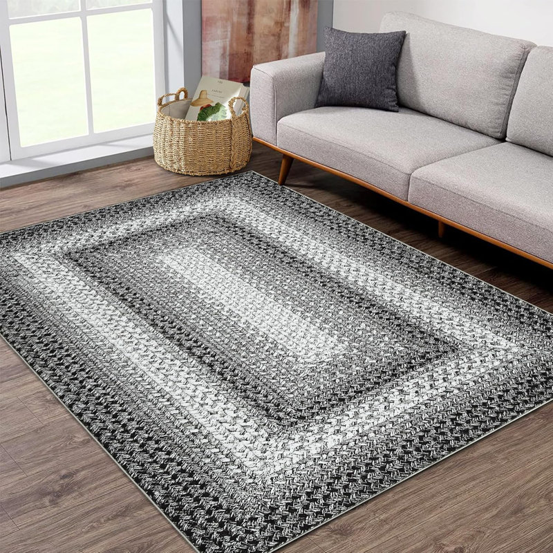 Tapis décoratif décoratif à motif tressé Boho , Rectangle 4pi x 6 pi