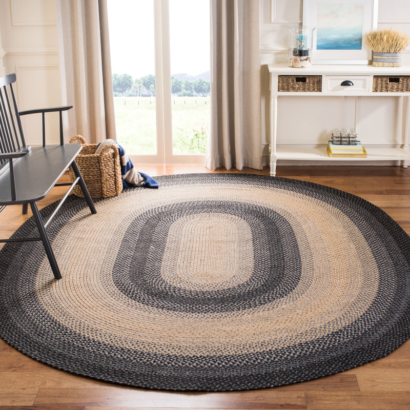 Tapis d'intérieur / extérieur géométrique tissé à la main Georgina, Oval 8 pi x 10 pi