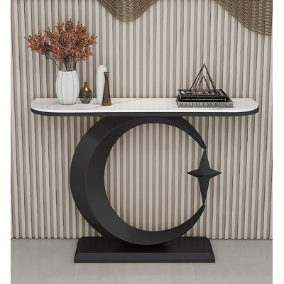 Console en forme de lune à piédestal en métal à effet d'étoile avec entrée en marbre pour le vestibule du vestibule