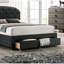 Lit simple contemporain avec tête de lit en jute gris anthracite et rangement sous le lit-2062904071
