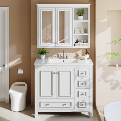 Ensemble de meuble-lavabo et d'armoire à pharmacie 36 po, lavabo en céramique inclus