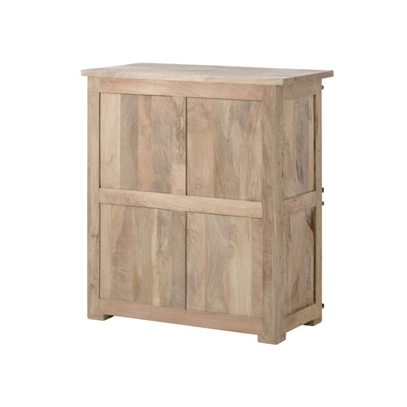 Railway 90cm Solid Wood Sideboard, Whitewash Lacquered