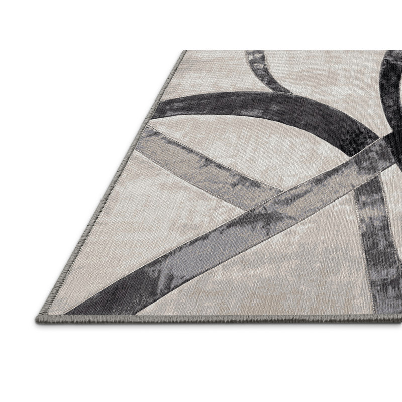 Machine Washable Gray Area Rug, Square 3'