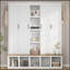 Arbre d'entrée 62,9 W Farmhouse 4-en-1 avec 6 crochets, banc de vestibule et compartiments ouverts pour l'organisation du vestibule-1554744045