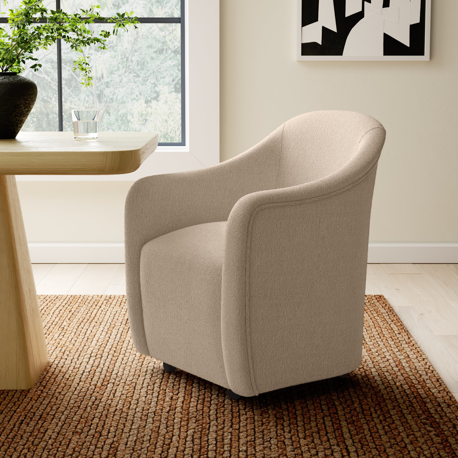 Armchair, Beige Performance Chenille