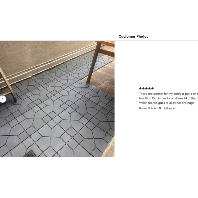 12 po x 12 po Carrelage extérieur en plastique à motif géométrique pour cour, Gris
