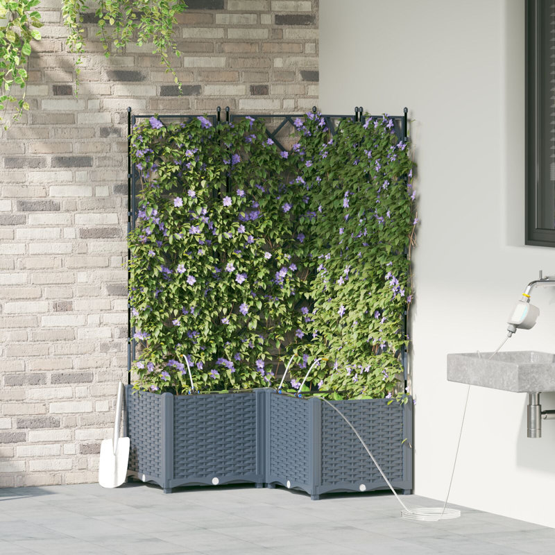 Garden Planters Poly Large Expandable Plant Stand, Light Grey, 142cm H x 80cm W x 80cm D
