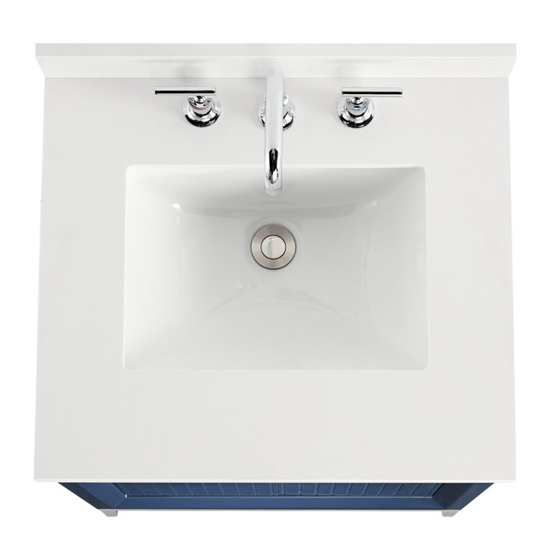Bungalow 24" Freestanding Standard Single Bathroom Vanity with Top, Silver/Navy Blue