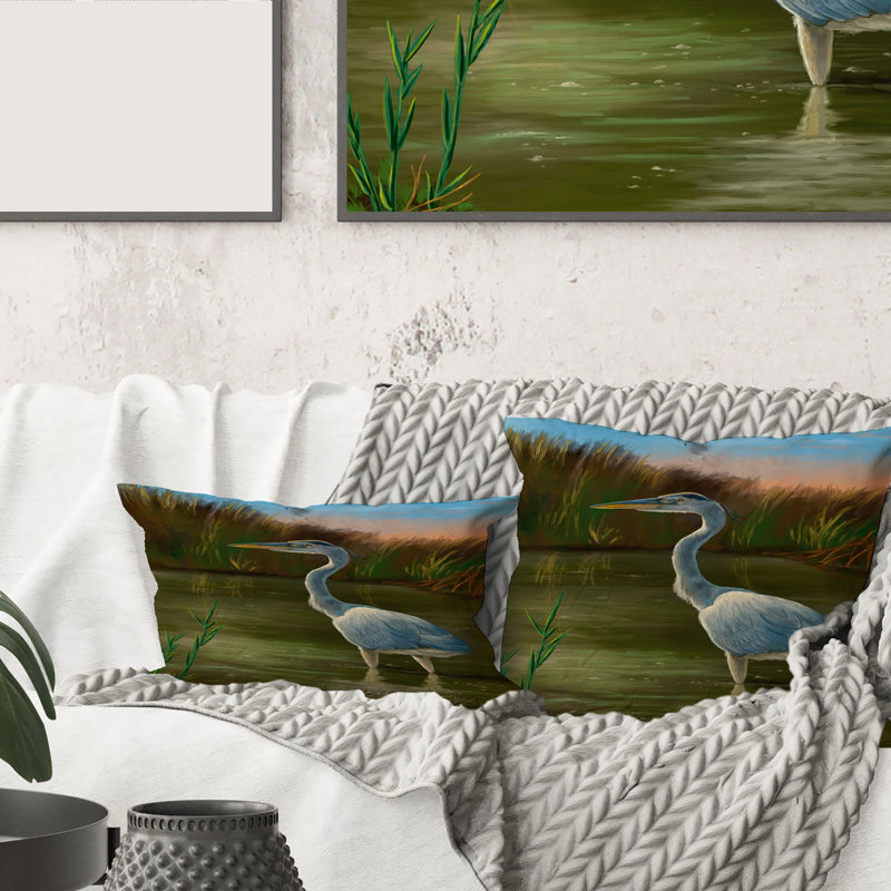Housse et insert d'oreiller rectangulaire Heron Wetland Bird