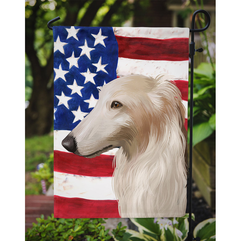 Double Sided 15'' H x 11'' W Polyester Independence Day Garden Flag, Borzoi