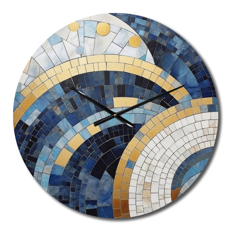 Horloge murale en métal Blue Gold Constructing Blue Realms III, Petit