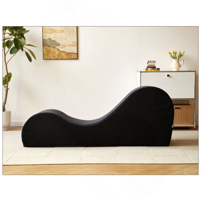 Solace Chaise Lounge Chair Relaxation, Ergonomic Design with Soft Yet Firm High-Density Foam Core, Removable Machine-Washable Cover, Black