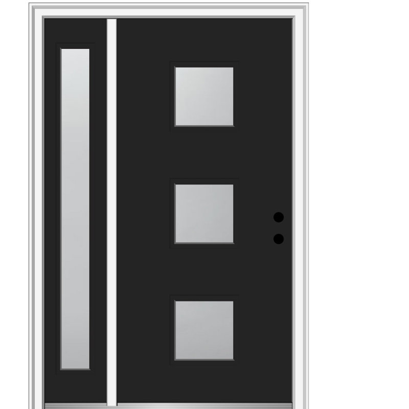 Pleins feux sur les portes d'entrée en acier pré-installées, H 50 po x l 80 po x P 1,75 po, Gauche , Noir, noir, noir, noir