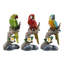 Figurine perroquet ara tropical sur branche, vert, rouge, bleu, ensemble de 3 pièces