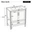 Meuble-lavabo cannelé élégant 30 po avec lavabo en céramique, boîte simple, pieds en bois massif, portes et tiroir à fermeture en douceur, tablette de porte, blanc-435252805