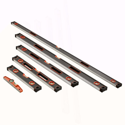 6-Piece Torpedo Level, 78/48/32/24/16/10 Inch Box Levels Set, Bubble Vials Ruler for 45/90/180 Degree, Shock-Proof Aluminum Alloy Magnetic Leveler Tool, SAE/Metric Scale