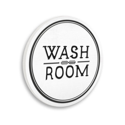 " Wash Room Black and White Traditional Style Bathroom Sign " Color Photography Print