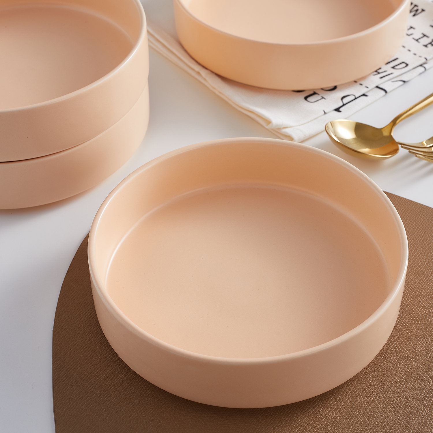 Porcelain Pasta Bowl, Pastel Orange