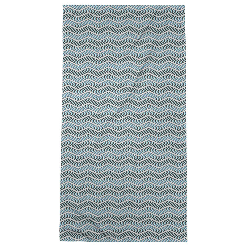 Stephenie Wavy Chevrons Bath Towel, Teal