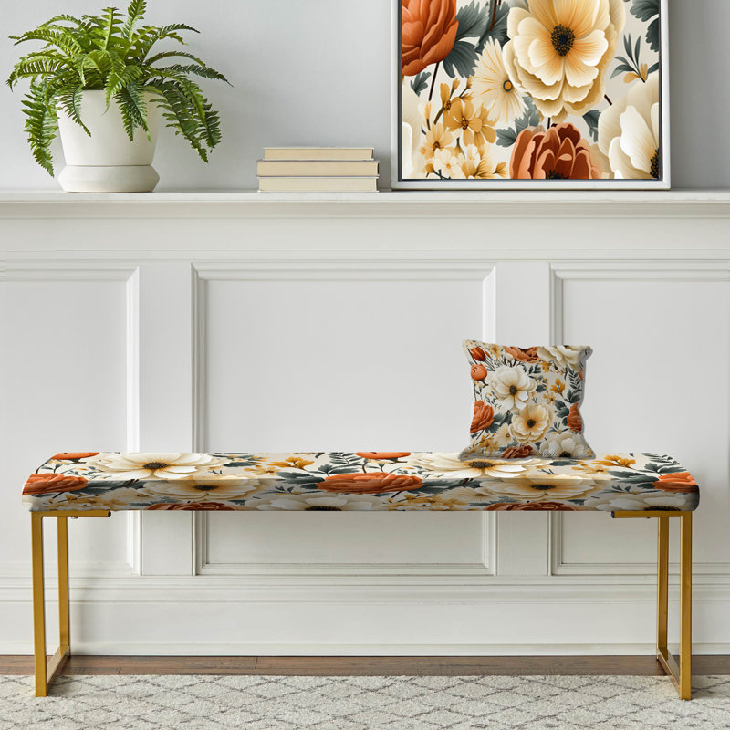 Banc floral rembourré or, Beige And Orange Vintage Bouquets Grace