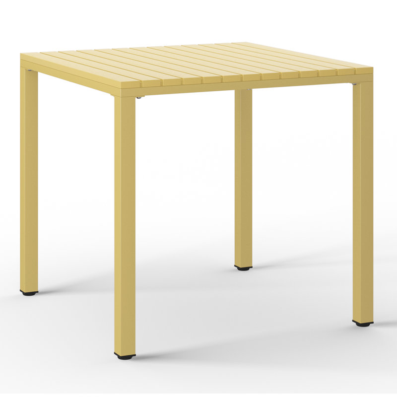 Jackqueline 31.5" Outdoor Square Dining Table With Metal Frame, Yellow